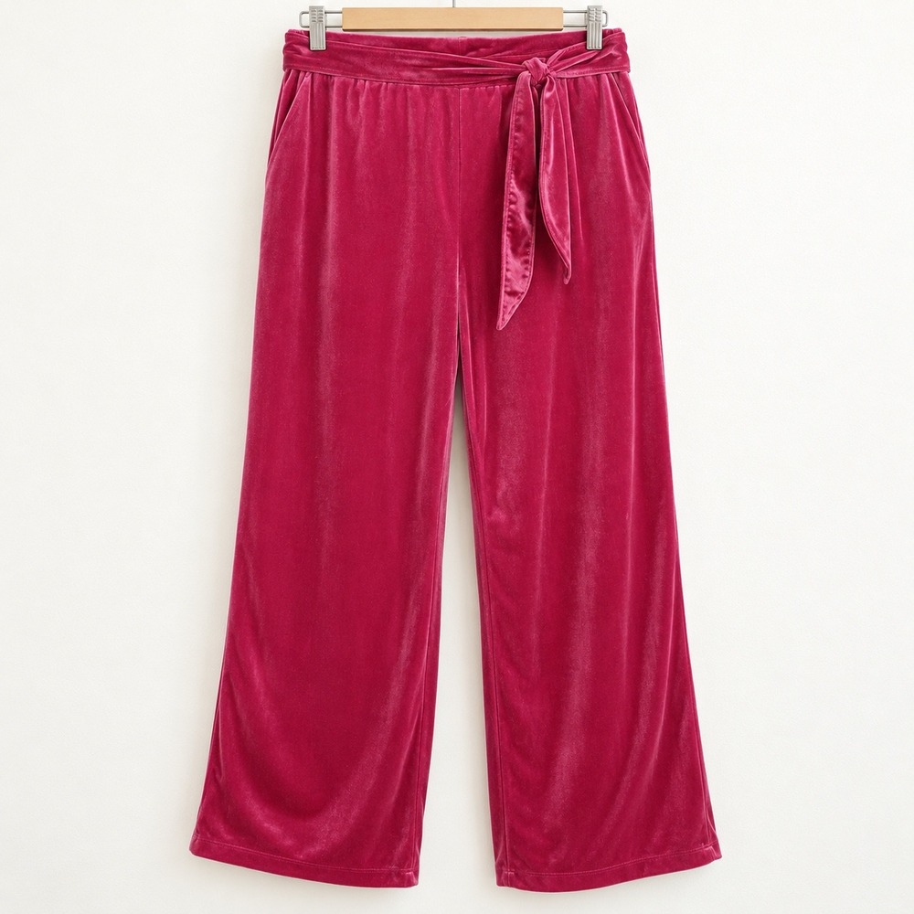 Universal Standard Velvet Pants Wide Leg Magenta Pink S 14/16 Glam Cozy Luxe